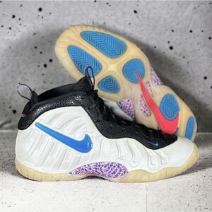 Nike Little Posite Pro (GS) Size 5.5y White‎ Blue Hero Red 644792-102 Sneakers
